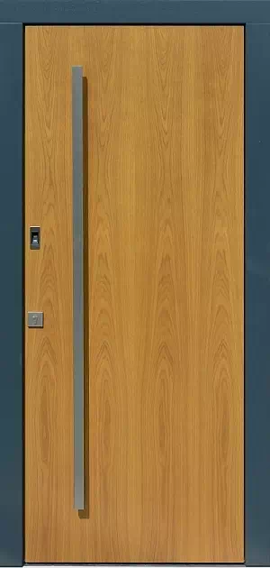 Drzwi antywłamaniowe zewnętrzne do domu i wewnętrzne do mieszkania model 500C w kolorze jasny dąb + antracyt.