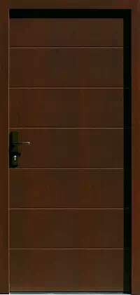 Drzwi antywłamaniowe zewnętrzne do domu i wewnętrzne do mieszkania model wzór 490,7 w kolorze orzech.