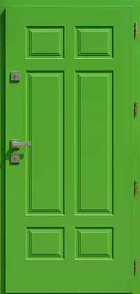 Drzwi antywłamaniowe zewnętrzne do domu i wewnętrzne do mieszkania model wzór 533,9 w kolorze zielone.