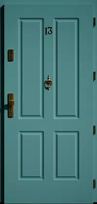 Drzwi antywłamaniowe 534,9 turkusowe z kołatką