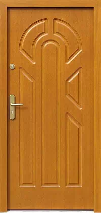 Drzwi antywłamaniowe zewnętrzne do domu i wewnętrzne do mieszkania model wzór 537F1 w kolorze złoty dąb.