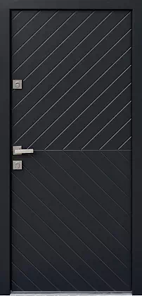 Drzwi antywłamaniowe zewnętrzne do domu i wewnętrzne do mieszkania model wzór 542,2 w kolorze czarne.