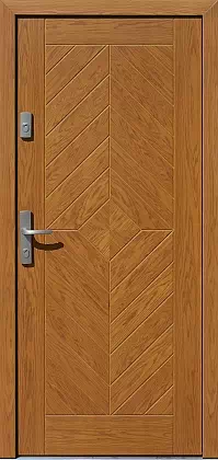 Drzwi antywłamaniowe zewnętrzne do domu i wewnętrzne do mieszkania model wzór 542,3 w kolorze jasny dąb.
