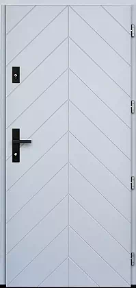 Drzwi antywłamaniowe zewnętrzne do domu i wewnętrzne do mieszkania model wzór 543,9 w kolorze białe.