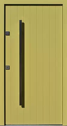 Drzwi antywłamaniowe zewnętrzne do domu i wewnętrzne do mieszkania model wzór 689,8 w kolorze żółte.