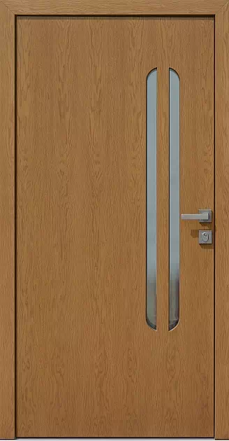 Drzwi dębowe zewnętrzne wejściowe do domu model 408,1B w kolorze jasny dąb.