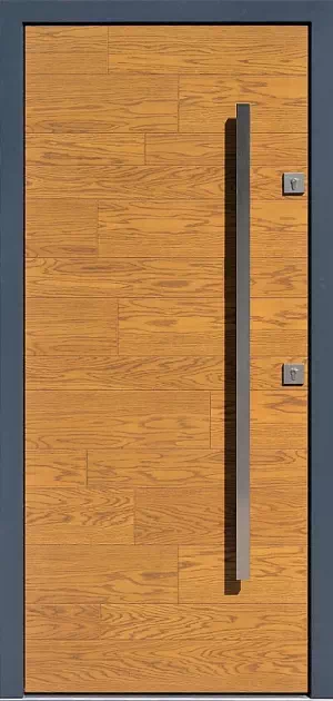 Drzwi dębowe zewnętrzne wejściowe do domu model 410,1 w kolorze jasny dąb + antracyt.