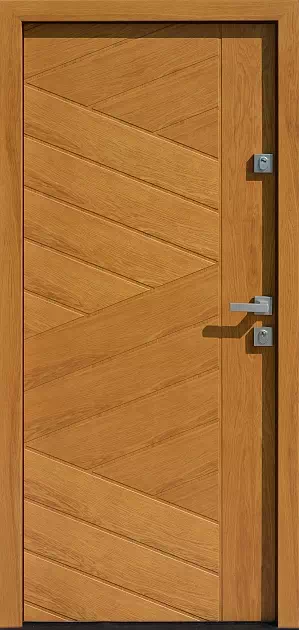 Drzwi dębowe zewnętrzne wejściowe do domu model 430,12 w kolorze złoty dąb.