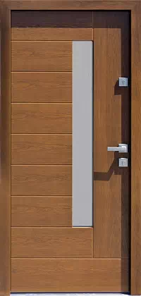 Drzwi dębowe zewnętrzne wejściowe do domu model wzór 414,13 w kolorze złoty dąb.