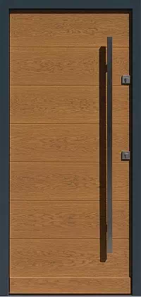 Drzwi dębowe zewnętrzne wejściowe do domu model wzór 490,7B w kolorze złoty dąb + antracyt.