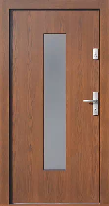 Drzwi dębowe zewnętrzne wejściowe do domu model wzór 499,14 w kolorze orzech.