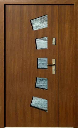 Drzwi dwuskrzydłowe zewnętrzne nowoczesne wzór 922,1 w kolorze dąb ciemny.