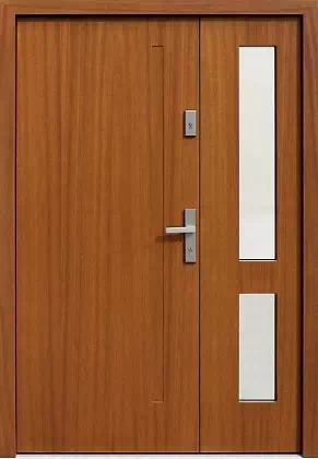 Drzwi wejściowe dwuskrzydłowe nowoczesne 925,1 ciemny dąb