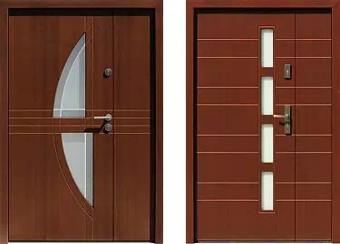 Przykłady drzwi dwuskrzydłowych z otwieranymi, frezowanymi dostawkami bocznymi