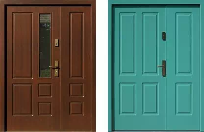 Przykłady drzwi dwuskrzydłowych z otwieranymi, kasetonowymi dostawkami bocznymi