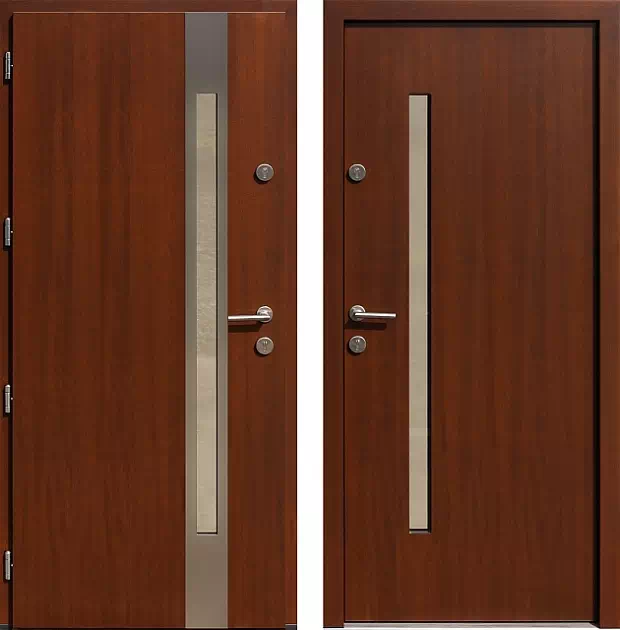 Drzwi wejściowe inox 454,2-454,12 w kolorze orzech.