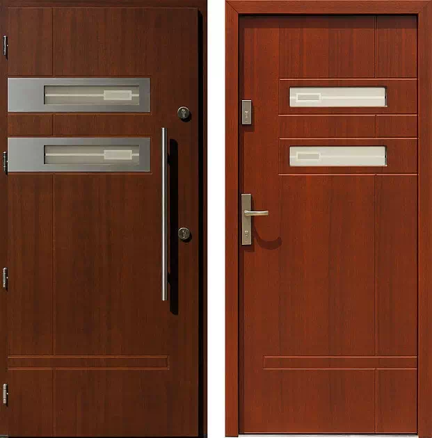 Drzwi wejściowe inox 473,1-473,11+ds1 w kolorze orzech.