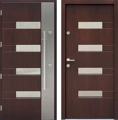 Drzwi wejściowe inox 419,1-419,11 w kolorze orzech.