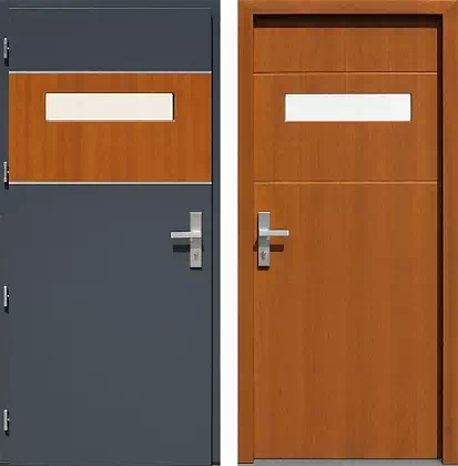 Drzwi wejściowe inox 421,1-421,11 w kolorze antracyt + złoty dąb.