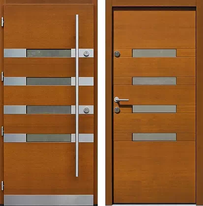 Drzwi wejściowe inox 422,2-422,12 w kolorze złoty dąb.
