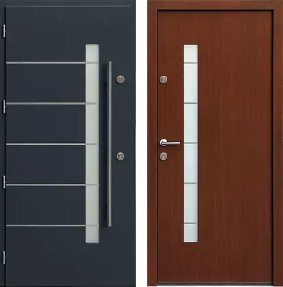 Drzwi wejściowe inox 427,1-427,11+ds11 w kolorze antracyt + orzech.
