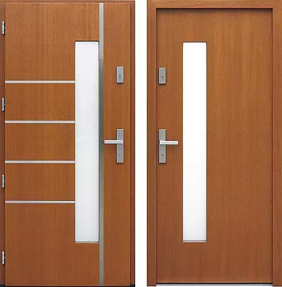 Drzwi wejściowe inox 428,1-428,11 w kolorze ciemny dąb.