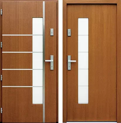 Drzwi wejściowe inox 428,1-428,11+ds12 w kolorze ciemny dąb.