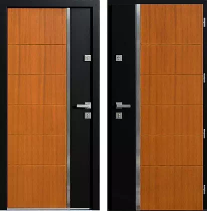 Drzwi wejściowe inox 430,8-430,18 w kolorze złoty dąb + czarne.