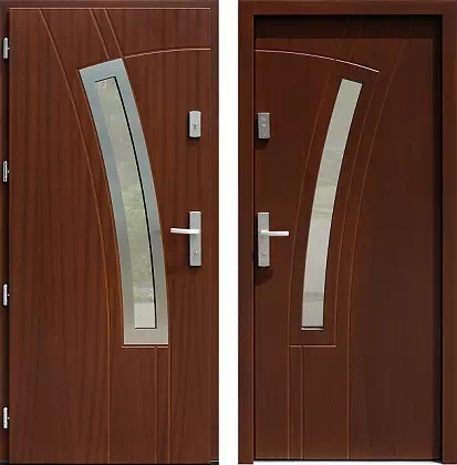 Drzwi wejściowe inox 438,1-438,11 w kolorze orzech.