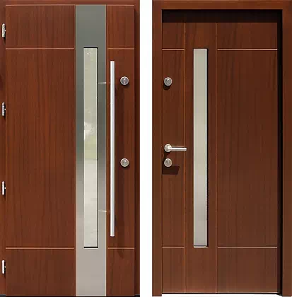 Drzwi wejściowe inox 439,1-439,11 w kolorze orzech.