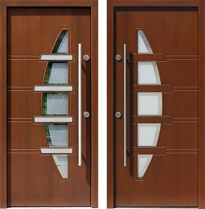 Drzwi wejściowe inox wzór 443,1-443,11+ds1 w kolorze orzech.