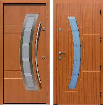 Drzwi wejściowe inox wzór 447,1-447,11+ds1 w kolorze złoty dąb.