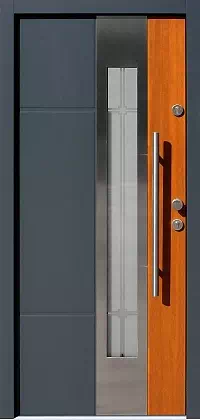 Drzwi wejściowe inox wzór 449,1-449,11+ds6 w kolorze antracyt + złoty dąb.