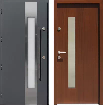 Drzwi wejściowe inox wzór 454,3-454,13 w kolorze antracyt + orzech.