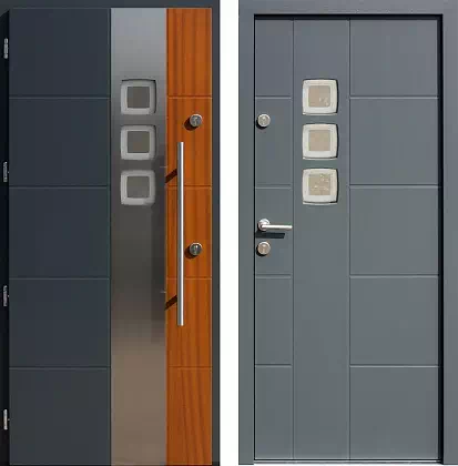 Drzwi wejściowe inox wzór 455,1-455,11+ds1 w kolorze antracyt + złoty dąb.