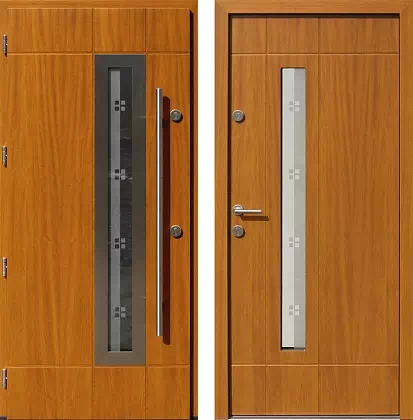 Drzwi wejściowe inox wzór 456,1-456,11+ds1 w kolorze złoty dąb.
