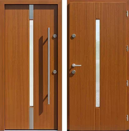 Drzwi wejściowe inox wzór 464,1-464,11 w kolorze złoty dąb.