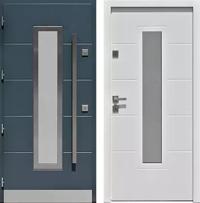 Drzwi wejściowe inox wzór 466,7-466,17 w kolorze białe + antracyt.