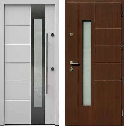 Drzwi wejściowe inox wzór 471,1-471,11 w kolorze białe + orzech.