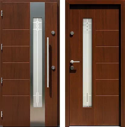 Drzwi wejściowe inox wzór 471,1-471,11+ds1 w kolorze orzech.