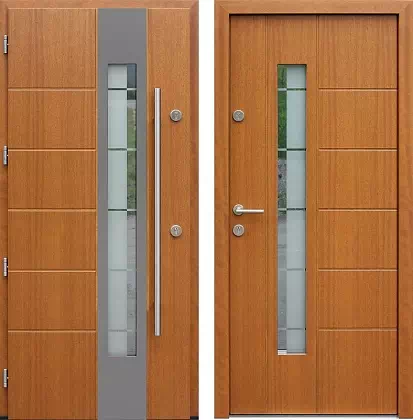 Drzwi wejściowe inox wzór 471,1-471,11+ds2 w kolorze złoty dąb.