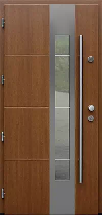 Drzwi wejściowe inox wzór 471,3-471,13+ds11 w kolorze ciemny dąb.