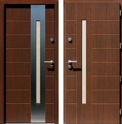 Drzwi wejściowe inox 475,1-475,11 w kolorze orzech.