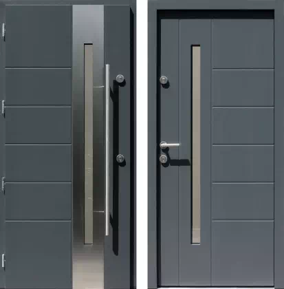 Drzwi wejściowe inox 475,3-475,13 w kolorze antracyt.