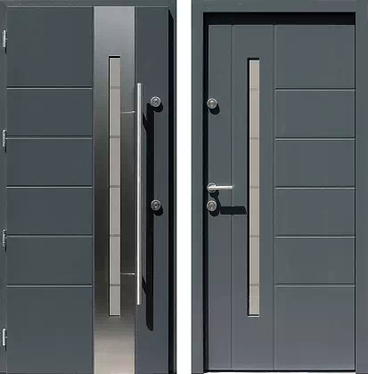 Drzwi wejściowe inox 475,3-475,13+ds11 w kolorze antracyt.