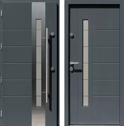 Drzwi wejściowe inox 475,4-475,14+ds11 w kolorze antracyt.