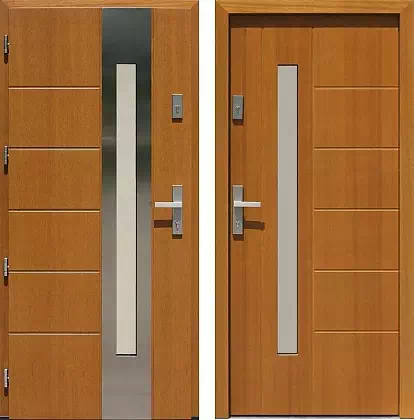 Drzwi wejściowe inox 475,4-475,14 złoty dąb