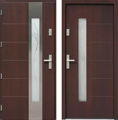 Drzwi wejściowe inox 475,7-475,17+ds5 w kolorze orzech.