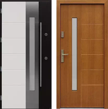 Drzwi wejściowe inox 475,8-475,18 w kolorze białe + palisander.