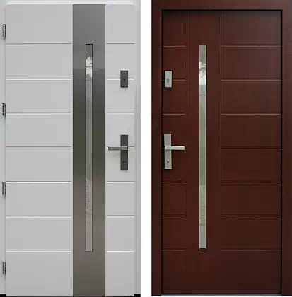 Drzwi wejściowe inox 475,9-475,19 w kolorze białe + orzech.